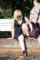 Blonde gal chubby upskirt spied